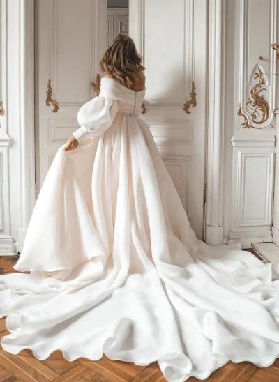 Romantic Long Sleeves Off-The-Shoulder Wedding Dresses