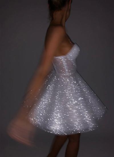 A-Line Sweetheart Short/Mini Sweet Sequined Wedding Dresses