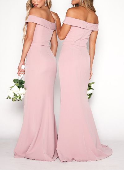 Trumpet/Mermaid Off-The-Shoulder Elastic Satin Bridesmaid Dresses With Split Front