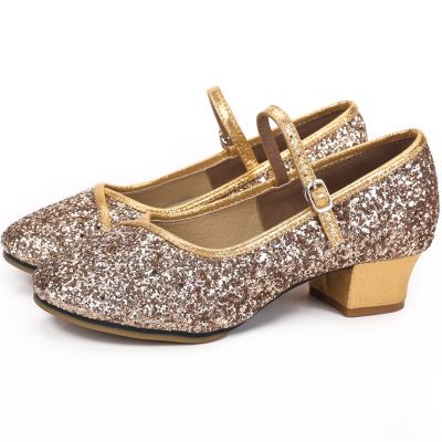 Round Toe Glitter Ballroom Dance Shoes For Women