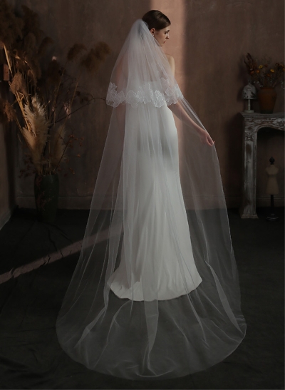 Cut Edge Two-Tier Chapel Bridal Veils