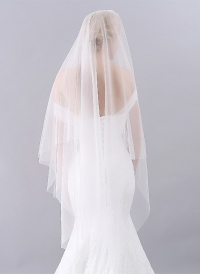 Simple Pencil Edge Two-Tier Waltz Bridal Veils