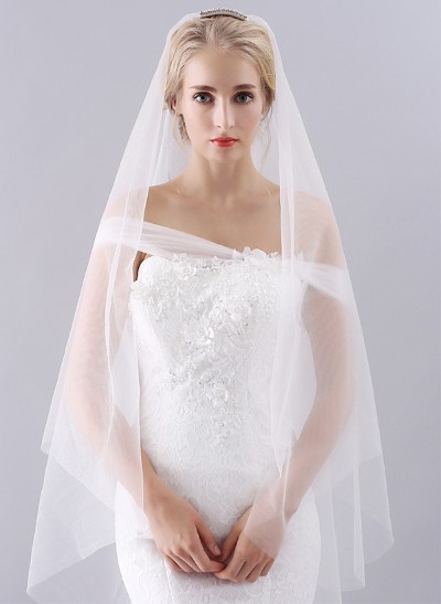 Simple Pencil Edge Two-Tier Waltz Bridal Veils