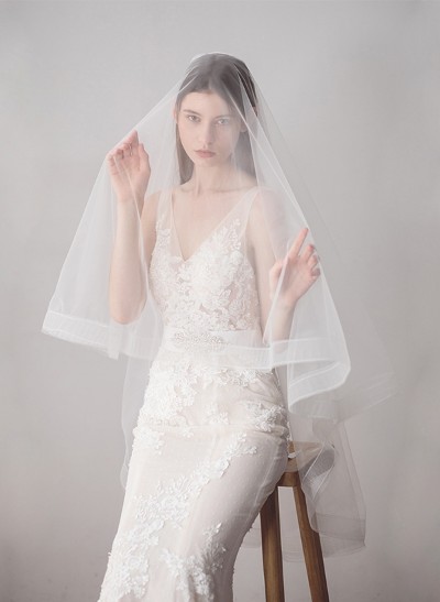 Cut Edge Two-Tier Fingertip Bridal Veils