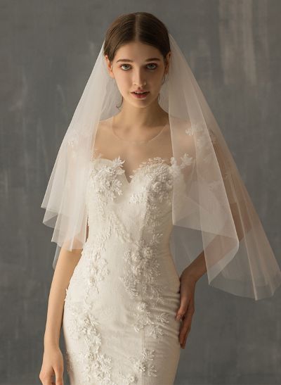 Cut Edge Two-Tier Elbow Bridal Veils