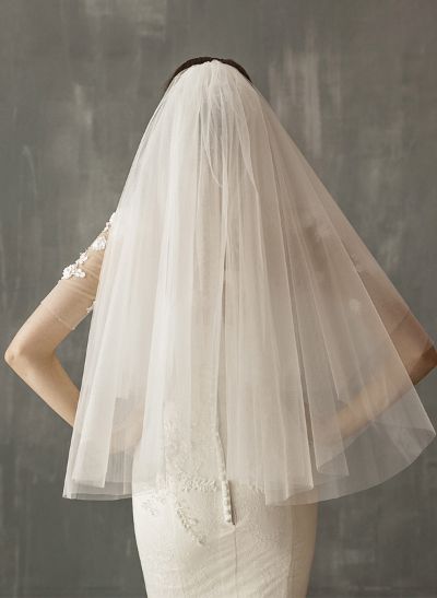 Cut Edge Two-Tier Elbow Bridal Veils