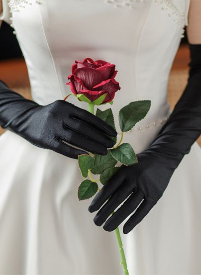 Fingertips Opera Length Satin Bridal Gloves