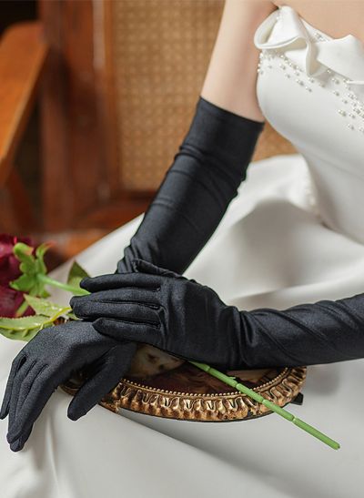 Fingertips Opera Length Satin Bridal Gloves