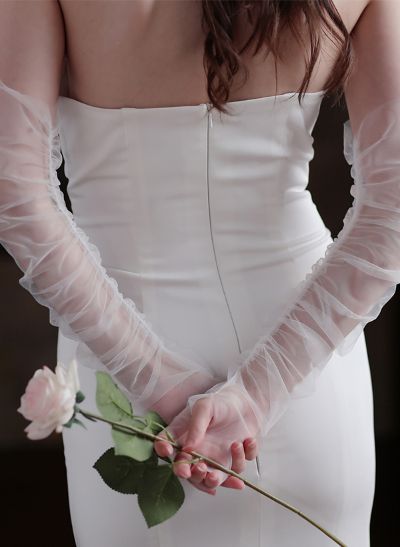 Fingerless Opera Length Tulle Bridal Gloves