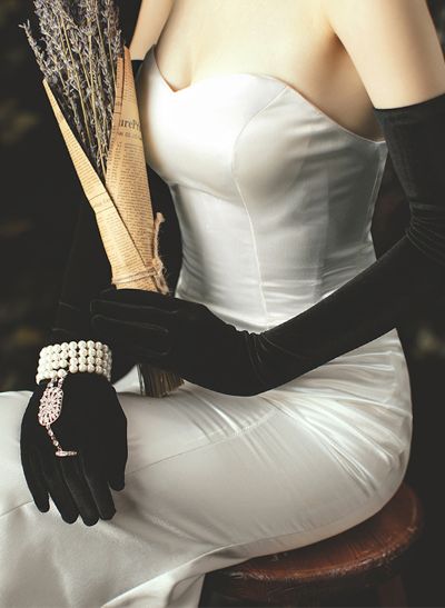 Fingertips Opera Length Satin Bridal Gloves