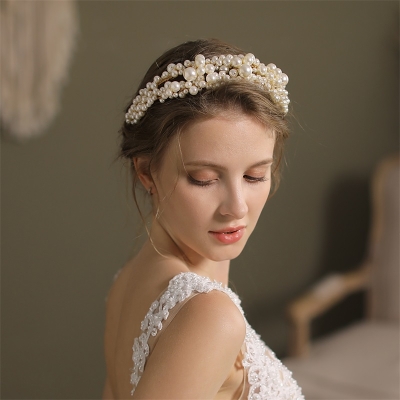 Luxurious Wedding Headbands With Pearl Bridal Headpieces