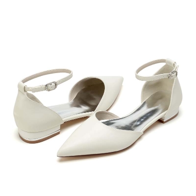 Low Heel Point Toe Silk Like Satin Wedding Shoes