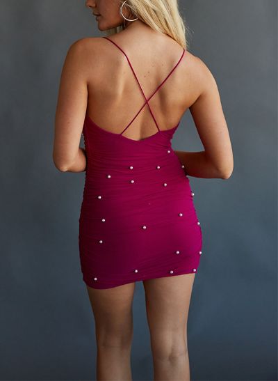 Sheath/Column Short/Mini Homecoming Dresses With Beading