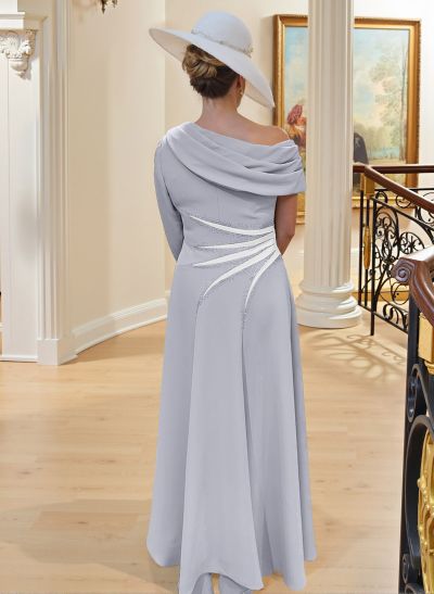 A-Line One-Shoulder Sleeveless Elastic Satin Mother Of The Bride Dresses