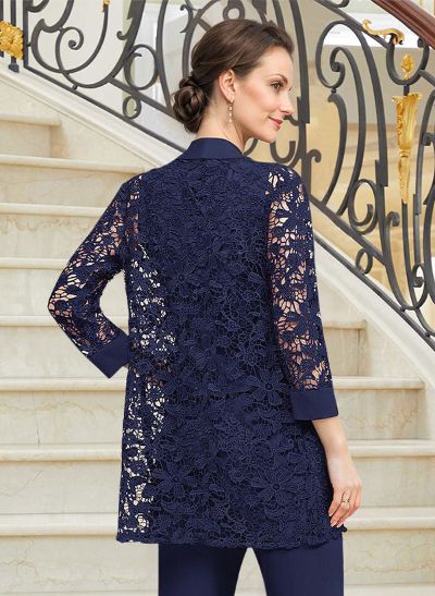 Open Front 3/4 Sleeves Lace Jacket