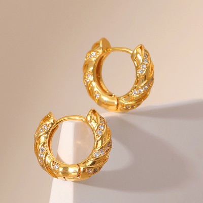 Gold Rhinestone Hoop Earrings