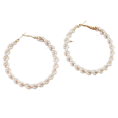 Elegant Circle Pearl Hoop Earrings