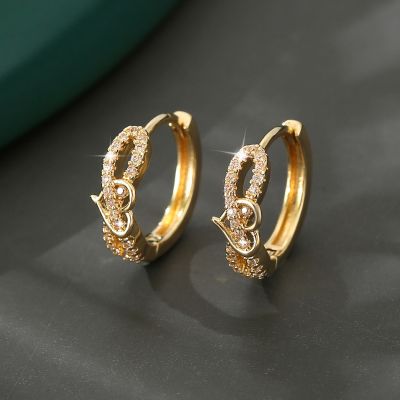 Geometric Gold Rhinestone Fashionable Hoop Earrings