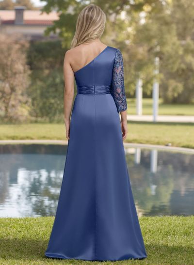 A-Line One-Shoulder Satin Mother Of The Bride Dresses With Appliques Lace