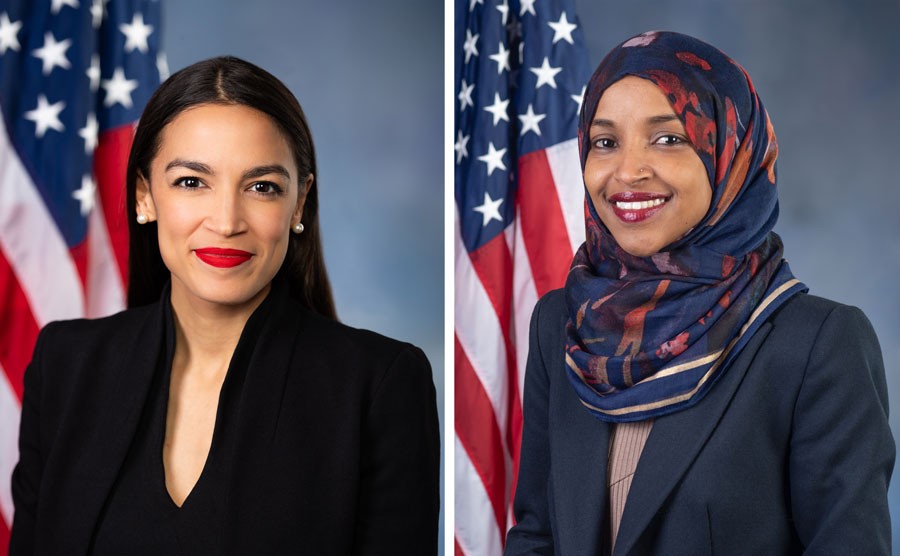 Representatives Alexandria Ocasio-Cortez and Ilhan Omar, two founding members of the Squad