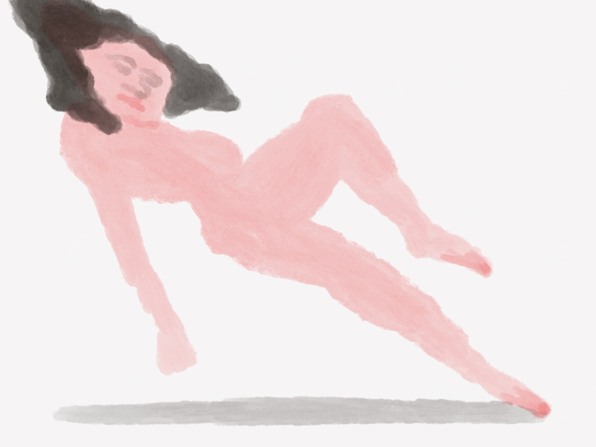 A still from Lilli Carré's video "Glazing" (a drawing of a nude woman with brown hair)
